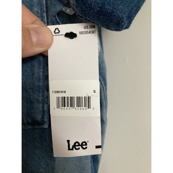 NEW Lee Union-Alls Denim Romper SMALL Striped Shortalls Utility Boho - Picture 7 of 12